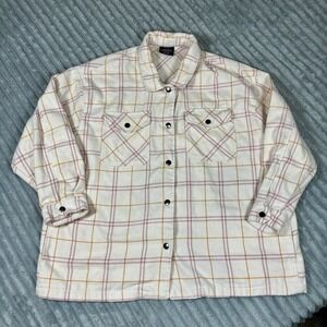 HFX Women's Long Sleeve Cozy Plaid Shacket Shirt Jacket Size 2XL